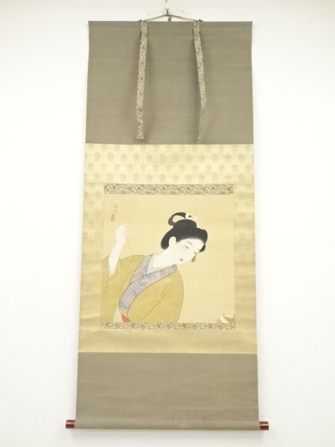 JAPANESE HANGING SCROLL / HAND PAINTED / BY KIKUSUI KADOI